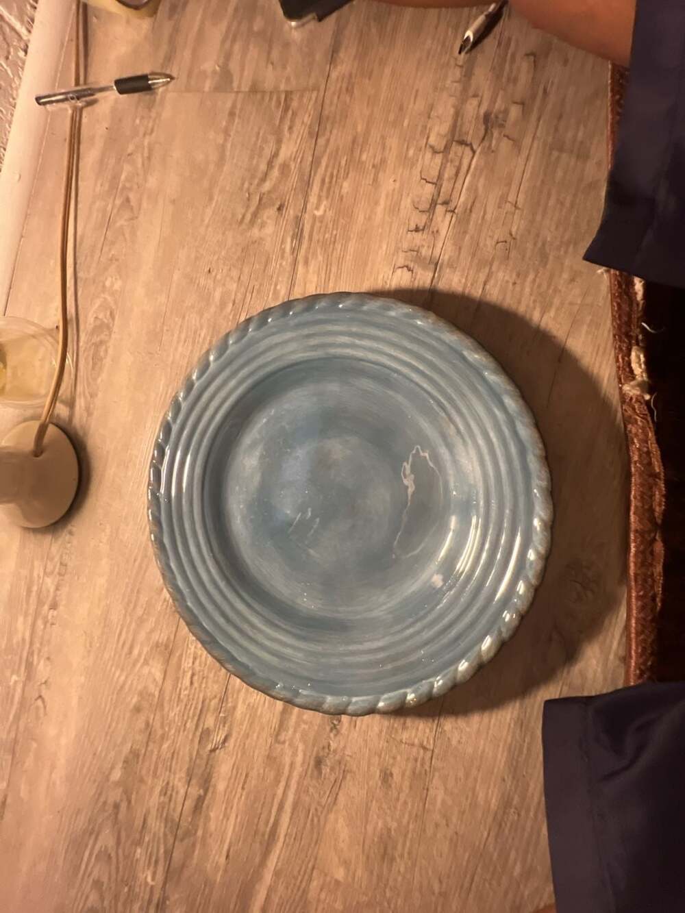 Artimino Tuscan Countryside Blue Earthenware Dinner Plate with Embossed